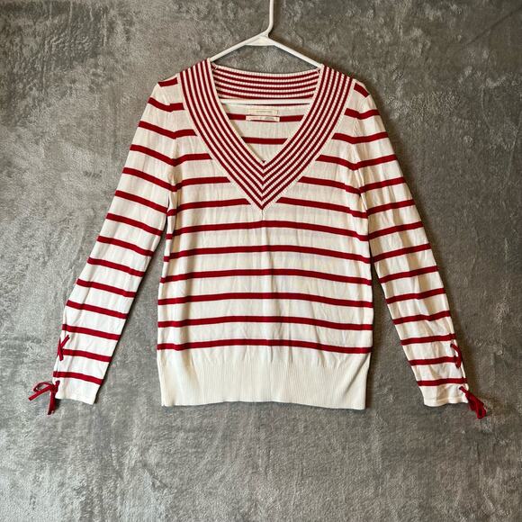 Anthropologie Women’s Striped‎ V-Neck Sweater Size Small - Picture 1 of 6